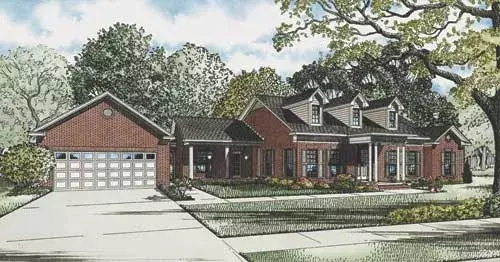 Country house plans 12-1095 - front exterior, 3,009 sq ft, 3 bed, 2 bath house plans | Monster House Plans