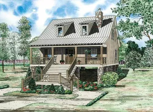 Country house plans 12-1099 - front exterior, 1,400 sq ft, 2 bed, 2 bath house plans | Monster House Plans