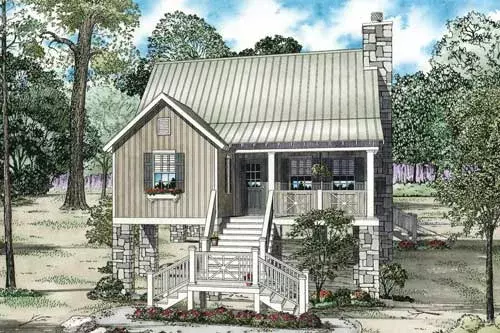 Country house plans 12-1100 - front exterior, 1,178 sq ft, 2 bed, 2 bath house plans | Monster House Plans