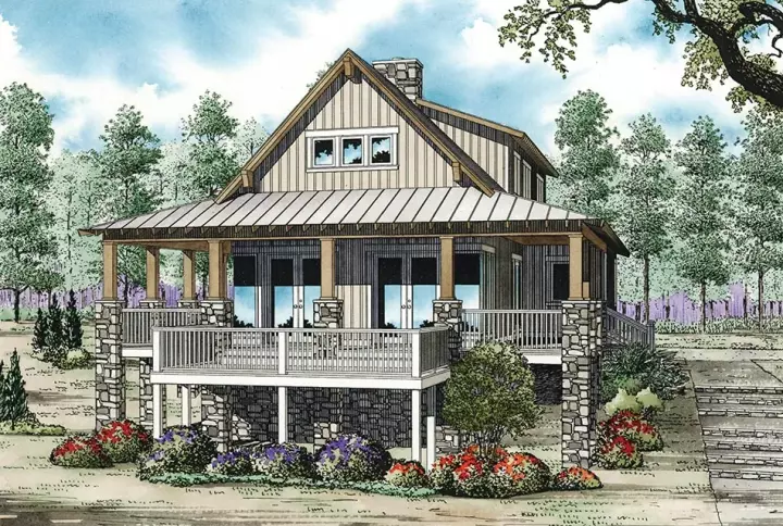 Cottage house plans 12-1102 - front exterior, 2,206 sq ft, 3 bed, 2 bath house plans | Monster House Plans