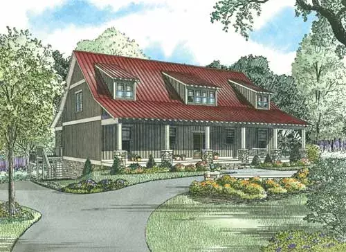 Country house plans 12-1107 - front exterior, 2,704 sq ft, 5 bed, 3 bath house plans | Monster House Plans
