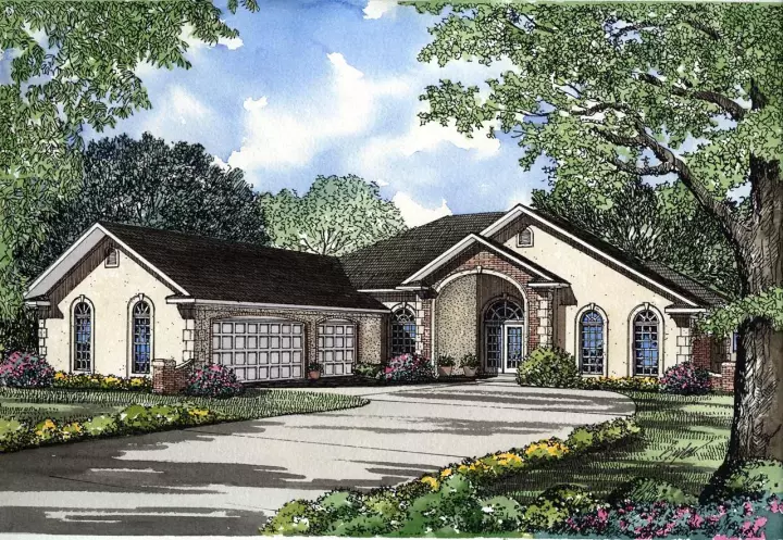 Mediterranean house plans 12-111 - front exterior, 3,124 sq ft, 4 bed, 3 bath house plans | Monster House Plans