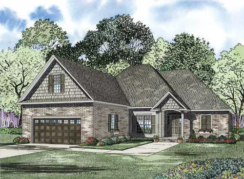 Traditional house plans 12-1112 - front exterior, 1,629 sq ft, 3 bed, 2 bath house plans | Monster House Plans
