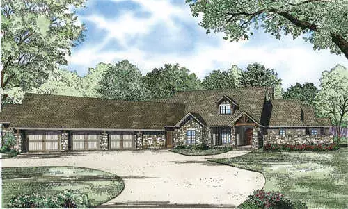 Ranch house plans 12-1115 - front exterior, 4,080 sq ft, 3 bed, 3 bath house plans | Monster House Plans
