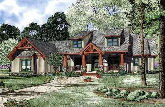 Craftsman house plans 12-1127 - front exterior, 2,373 sq ft, 4 bed, 3 bath house plans | Monster House Plans