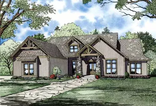 Mountain Rustic house plans 12-1129 - front exterior, 6,089 sq ft, 6 bed, 4 bath house plans | Monster House Plans