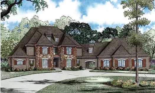 European house plans 12-1169 - front exterior, 5,100 sq ft, 4 bed, 5 bath house plans | Monster House Plans