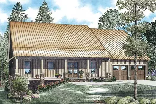 Mountain Rustic house plans 12-1190 - front exterior, 2,575 sq ft, 3 bed, 2 bath house plans | Monster House Plans