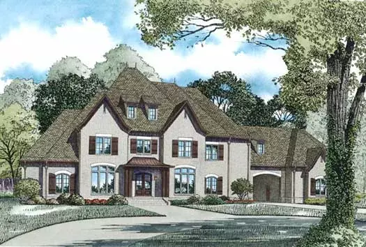French Country house plans 12-1192 - front exterior, 6,674 sq ft, 4 bed, 4 bath house plans | Monster House Plans