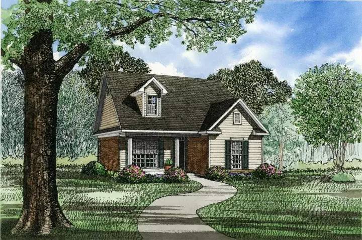 Southern house plans 12-120 - front exterior, 985 sq ft, 2 bed, 1 bath house plans | Monster House Plans