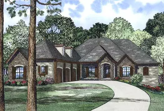 European house plans 12-1206 - front exterior, 4,215 sq ft, 3 bed, 4 bath house plans | Monster House Plans