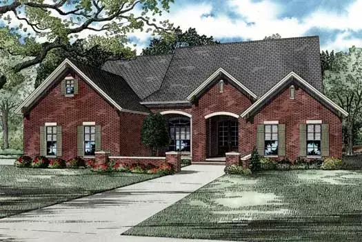 Southern house plans 12-1208 - front exterior, 2,135 sq ft, 4 bed, 2 bath house plans | Monster House Plans