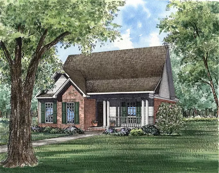 Southern house plans 12-121 - front exterior, 1,490 sq ft, 3 bed, 2 bath house plans | Monster House Plans