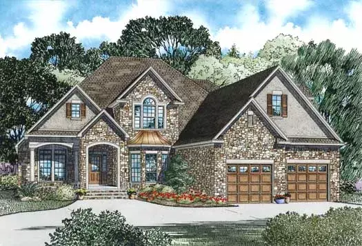 European house plans 12-1213 - front exterior, 3,202 sq ft, 3 bed, 3 bath house plans | Monster House Plans