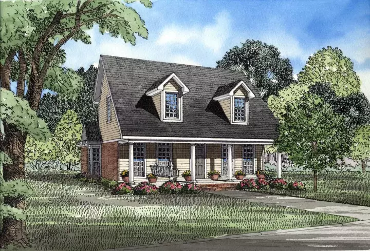 Country house plans 12-122 - front exterior, 1,541 sq ft, 3 bed, 2 bath house plans | Monster House Plans