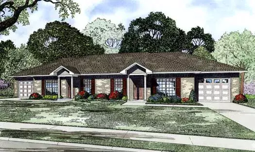 Traditional house plans 12-1223 - front exterior, 1,704 sq ft, 2 bed, 1 bath house plans | Monster House Plans