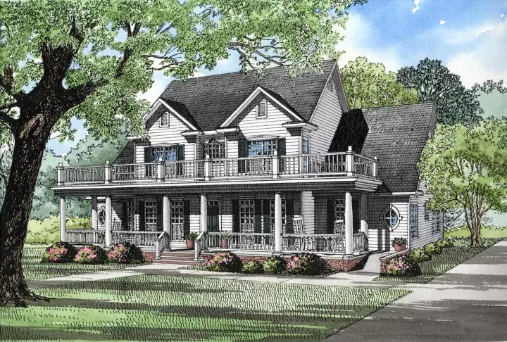 Southern house plans 12-124 - front exterior, 3,706 sq ft, 3 bed, 2 bath house plans | Monster House Plans