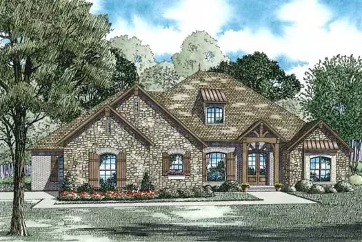 European house plans 12-1243 - front exterior, 2,998 sq ft, 3 bed, 3 bath house plans | Monster House Plans