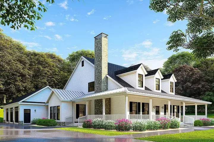 Farmhouse house plans 12-1245 - front exterior, 2,173 sq ft, 4 bed, 3 bath house plans | Monster House Plans
