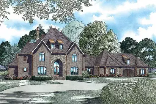 European house plans 12-1249 - front exterior, 4,380 sq ft, 3 bed, 4 bath house plans | Monster House Plans