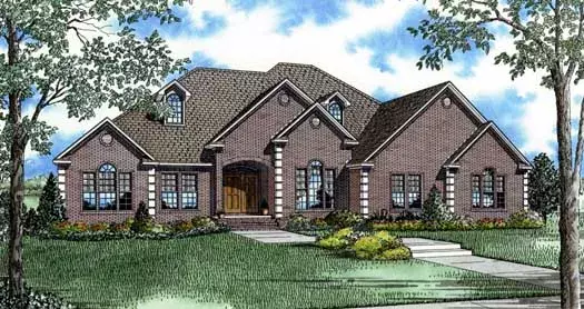 European house plans 12-1258 - front exterior, 3,050 sq ft, 3 bed, 2 bath house plans | Monster House Plans