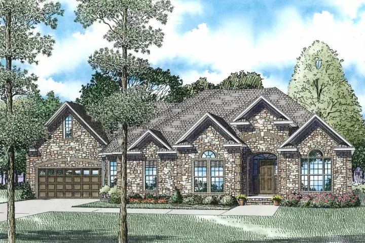 European house plans 12-126 - front exterior, 2,731 sq ft, 3 bed, 2 bath house plans | Monster House Plans
