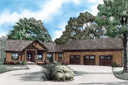 Mountain Rustic house plans 12-1261 - front exterior, 3,140 sq ft, 4 bed, 4 bath house plans | Monster House Plans