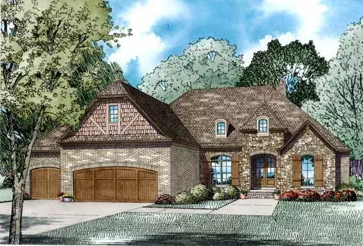 European house plans 12-1268 - front exterior, 2,413 sq ft, 4 bed, 3 bath house plans | Monster House Plans