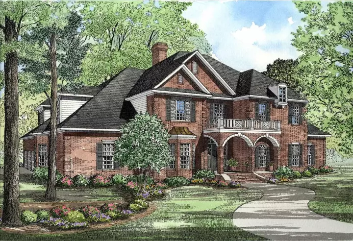 European house plans 12-127 - front exterior, 5,548 sq ft, 5 bed, 4 bath house plans | Monster House Plans
