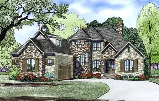 European house plans 12-1274 - front exterior, 3,083 sq ft, 4 bed, 3 bath house plans | Monster House Plans