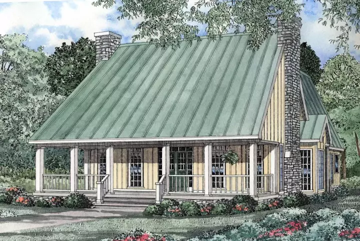 Country house plans 12-128 - front exterior, 2,501 sq ft, 1 bed, 1 bath house plans | Monster House Plans