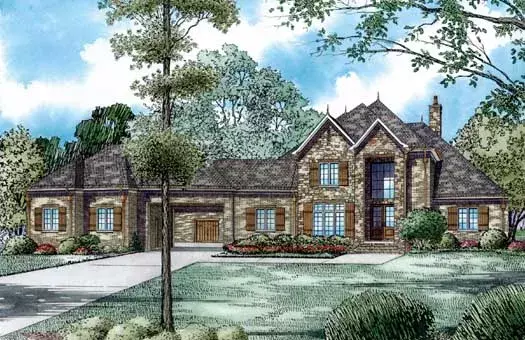 European house plans 12-1280 - front exterior, 4,949 sq ft, 4 bed, 4 bath house plans | Monster House Plans