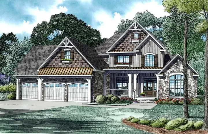 Country house plans 12-1283 - front exterior, 2,860 sq ft, 4 bed, 4 bath house plans | Monster House Plans