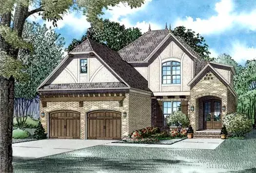European house plans 12-1285 - front exterior, 2,454 sq ft, 4 bed, 3 bath house plans | Monster House Plans