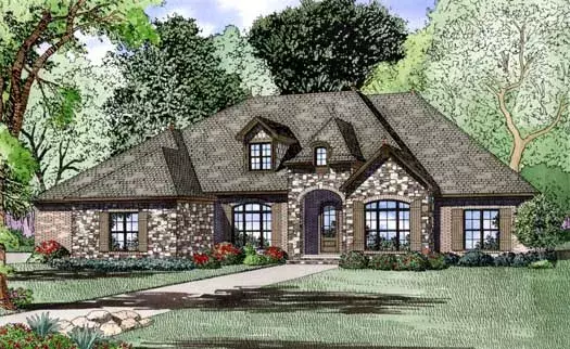 European house plans 12-1288 - front exterior, 3,390 sq ft, 4 bed, 4 bath house plans | Monster House Plans