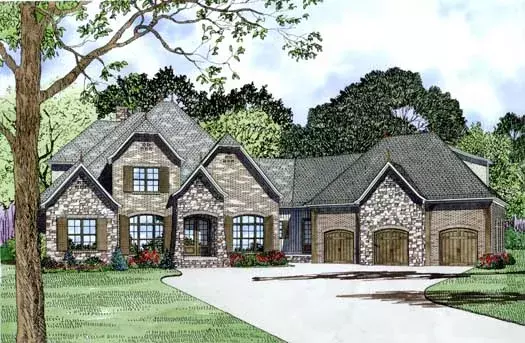European house plans 12-1289 - front exterior, 3,752 sq ft, 4 bed, 3 bath house plans | Monster House Plans