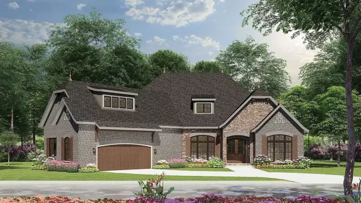European house plans 12-1292 - front exterior, 2,408 sq ft, 3 bed, 2 bath house plans | Monster House Plans