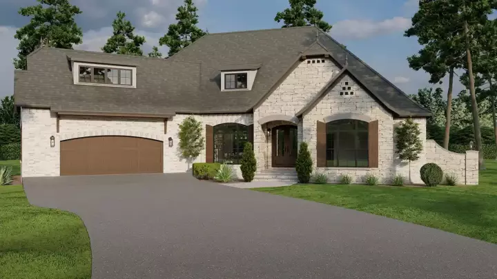 European house plans 12-1293 - front exterior, 2,631 sq ft, 4 bed, 2 bath house plans | Monster House Plans
