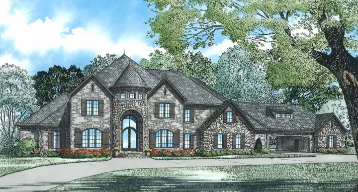 European house plans 12-1300 - front exterior, 5,089 sq ft, 4 bed, 3 bath house plans | Monster House Plans