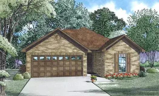 Traditional house plans 12-1302 - front exterior, 1,169 sq ft, 3 bed, 2 bath house plans | Monster House Plans