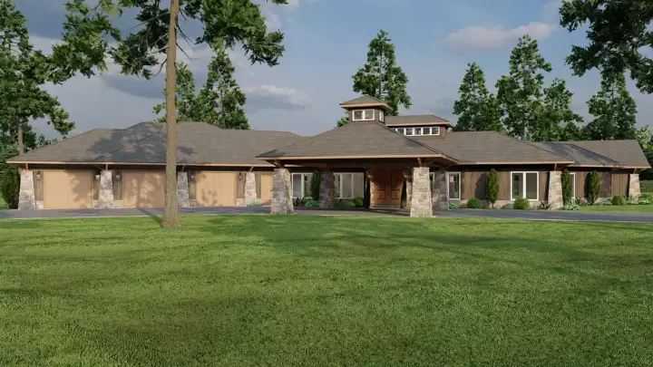 Contemporary house plans 12-1305 - front exterior, 4,183 sq ft, 3 bed, 3 bath house plans | Monster House Plans