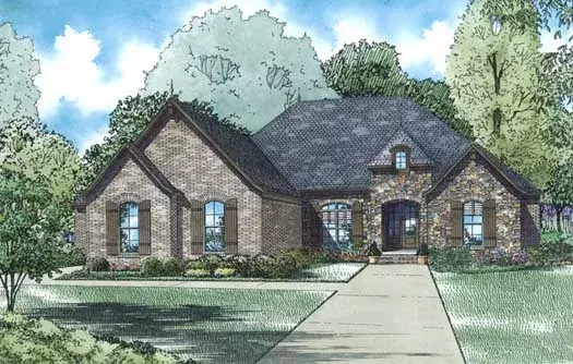 European house plans 12-1308 - front exterior, 2,360 sq ft, 3 bed, 2 bath house plans | Monster House Plans