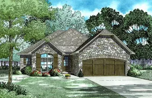 European house plans 12-1318 - front exterior, 1,975 sq ft, 4 bed, 2 bath house plans | Monster House Plans