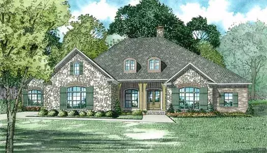 European house plans 12-1321 - front exterior, 3,542 sq ft, 3 bed, 2 bath house plans | Monster House Plans