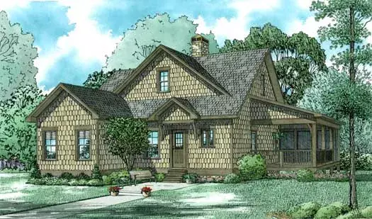 Country house plans 12-1322 - front exterior, 1,560 sq ft, 3 bed, 2 bath house plans | Monster House Plans