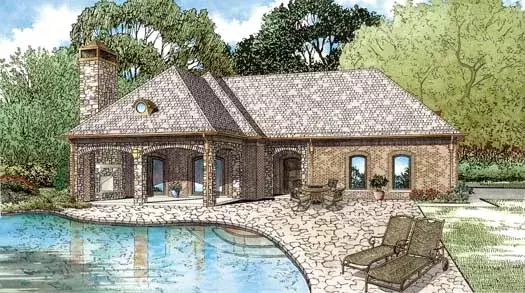 European house plans 12-1332 - front exterior, 1,117 sq ft, 1 bed, 1 bath house plans | Monster House Plans