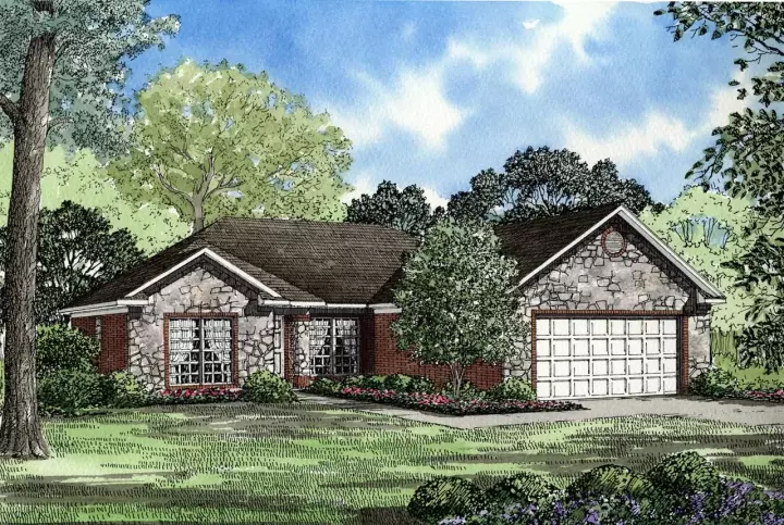 Southern house plans 12-134 - front exterior, 1,474 sq ft, 3 bed, 2 bath house plans | Monster House Plans