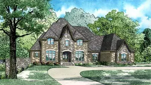 European house plans 12-1346 - front exterior, 6,096 sq ft, 4 bed, 3 bath house plans | Monster House Plans