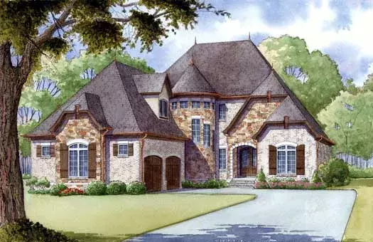 European house plans 12-1358 - front exterior, 2,979 sq ft, 4 bed, 3 bath house plans | Monster House Plans