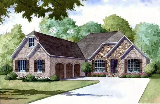 European house plans 12-1364 - front exterior, 2,532 sq ft, 3 bed, 2 bath house plans | Monster House Plans